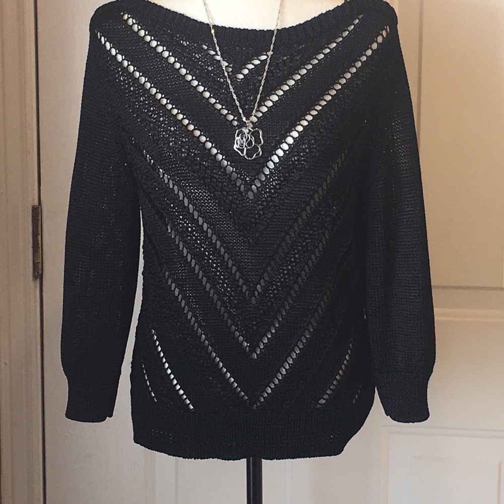 WHBM black pullover knitted top/sweater size medium - Picture 1 of 13